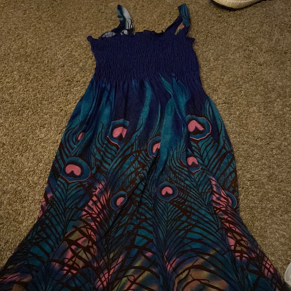 Peacock pattern soft dress